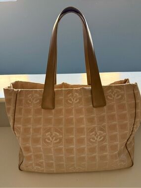 Authentic Chanel Travel Line Beige Tote